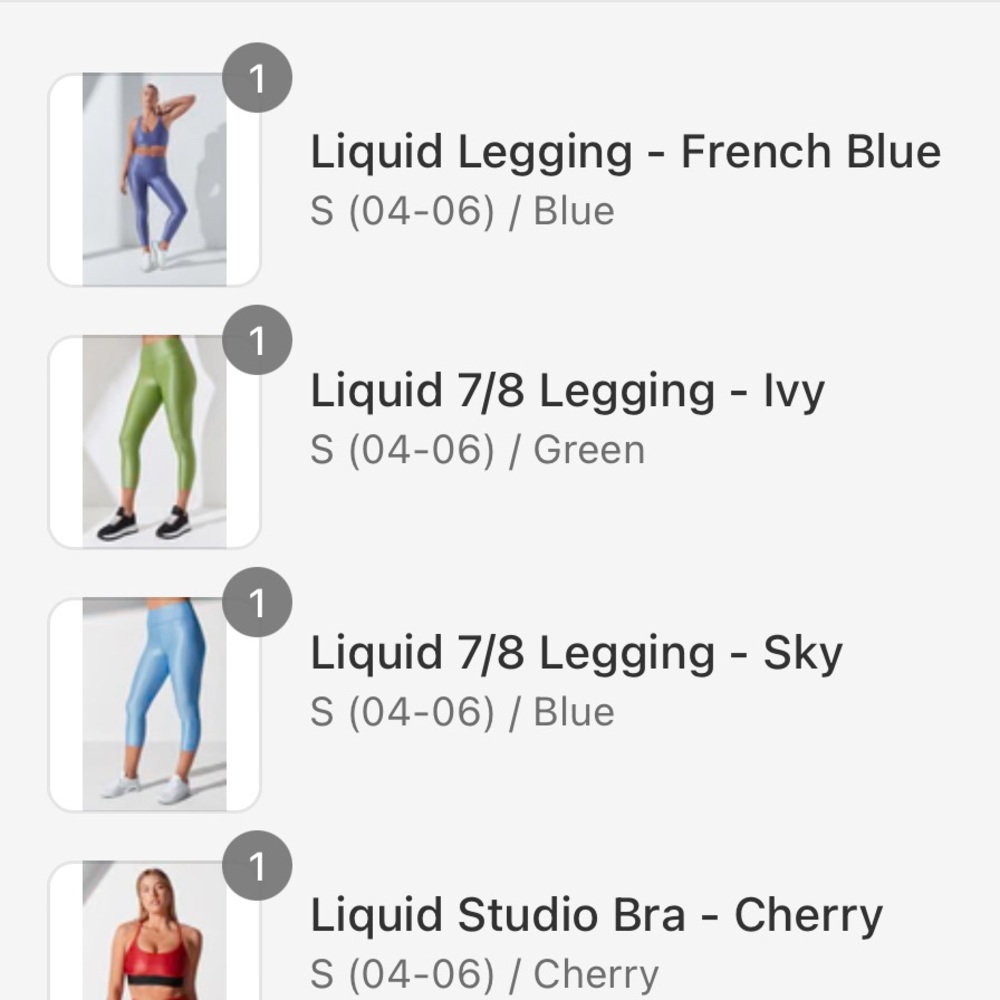 Lot/bundle of 5 Noli liquid leggings and one bra